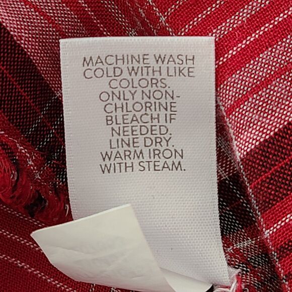 J Jill Flared Red Plaid Long Sleeve Button-Up Tunic Shirt Rayon Flannel Sz M - Picture 5 of 9